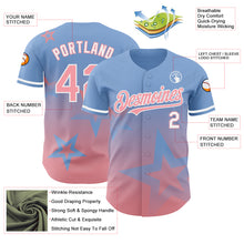 Load image into Gallery viewer, Custom Light Blue Medium Pink-White 3D Pattern Design Gradient Style Twinkle Star Authentic Baseball Jersey
