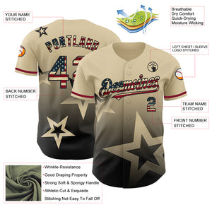 Custom Cream Vintage USA Flag-Black 3D Pattern Design Gradient Style Twinkle Star Authentic Baseball Jersey