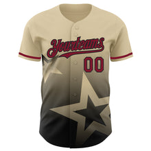 Load image into Gallery viewer, Custom Cream Crimson-Black 3D Pattern Design Gradient Style Twinkle Star Authentic Baseball Jersey
