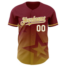 Load image into Gallery viewer, Custom Crimson Old Gold-White 3D Pattern Design Gradient Style Twinkle Star Authentic Baseball Jersey
