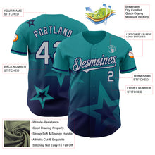 Load image into Gallery viewer, Custom Teal Gray-Navy 3D Pattern Design Gradient Style Twinkle Star Authentic Baseball Jersey
