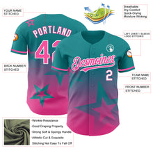 Load image into Gallery viewer, Custom Teal Pink-White 3D Pattern Design Gradient Style Twinkle Star Authentic Baseball Jersey
