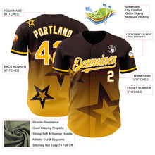 Load image into Gallery viewer, Custom Brown Gold-White 3D Pattern Design Gradient Style Twinkle Star Authentic Baseball Jersey
