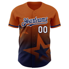 Load image into Gallery viewer, Custom Texas Orange Navy-White 3D Pattern Design Gradient Style Twinkle Star Authentic Baseball Jersey

