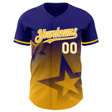 Load image into Gallery viewer, Custom Dark Purple Gold-White 3D Pattern Design Gradient Style Twinkle Star Authentic Baseball Jersey
