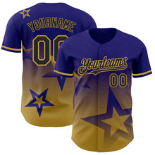 Load image into Gallery viewer, Custom Dark Purple Black-Old Gold 3D Pattern Design Gradient Style Twinkle Star Authentic Baseball Jersey
