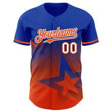 Load image into Gallery viewer, Custom Thunder Blue Orange-White 3D Pattern Design Gradient Style Twinkle Star Authentic Baseball Jersey
