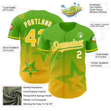 Load image into Gallery viewer, Custom Aurora Green Yellow-White 3D Pattern Design Gradient Style Twinkle Star Authentic Baseball Jersey

