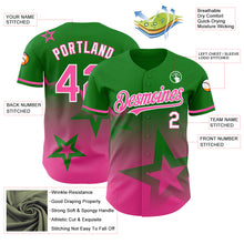 Load image into Gallery viewer, Custom Grass Green Pink-White 3D Pattern Design Gradient Style Twinkle Star Authentic Baseball Jersey
