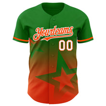 Load image into Gallery viewer, Custom Grass Green Orange-White 3D Pattern Design Gradient Style Twinkle Star Authentic Baseball Jersey
