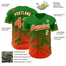 Load image into Gallery viewer, Custom Grass Green Orange-White 3D Pattern Design Gradient Style Twinkle Star Authentic Baseball Jersey
