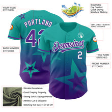 Load image into Gallery viewer, Custom Aqua Purple-White 3D Pattern Design Gradient Style Twinkle Star Authentic Baseball Jersey
