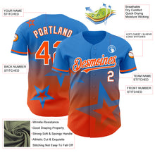 Load image into Gallery viewer, Custom Electric Blue Orange-White 3D Pattern Design Gradient Style Twinkle Star Authentic Baseball Jersey
