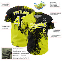 Load image into Gallery viewer, Custom Neon Yellow Black-White 3D Pattern Design Abstract Brush Stroke Authentic Baseball Jersey
