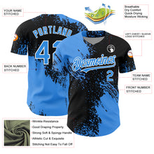 Load image into Gallery viewer, Custom Electric Blue Black-White 3D Pattern Design Abstract Brush Stroke Authentic Baseball Jersey
