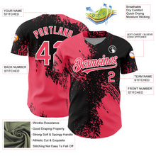 Load image into Gallery viewer, Custom Neon Pink Black-White 3D Pattern Design Abstract Brush Stroke Authentic Baseball Jersey
