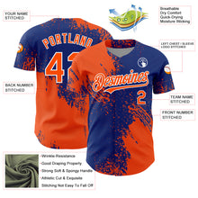 Load image into Gallery viewer, Custom Orange Royal-White 3D Pattern Design Abstract Brush Stroke Authentic Baseball Jersey
