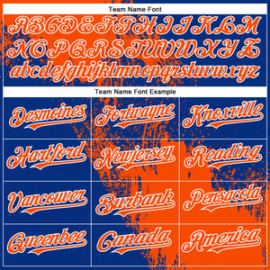 Custom Orange Royal-White 3D Pattern Design Abstract Brush Stroke Authentic Baseball Jersey