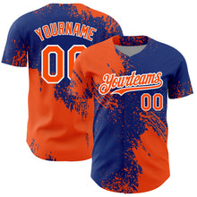 Load image into Gallery viewer, Custom Orange Royal-White 3D Pattern Design Abstract Brush Stroke Authentic Baseball Jersey
