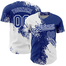 Load image into Gallery viewer, Custom White Royal 3D Pattern Design Abstract Brush Stroke Authentic Baseball Jersey
