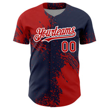 Load image into Gallery viewer, Custom Red Navy-White 3D Pattern Design Abstract Brush Stroke Authentic Baseball Jersey
