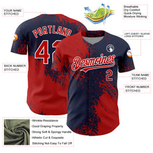 Load image into Gallery viewer, Custom Red Navy-White 3D Pattern Design Abstract Brush Stroke Authentic Baseball Jersey
