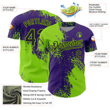 Load image into Gallery viewer, Custom Neon Green Black-Purple 3D Pattern Design Abstract Brush Stroke Authentic Baseball Jersey
