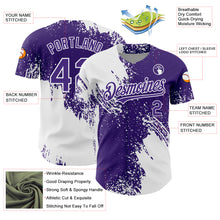 Load image into Gallery viewer, Custom White Purple 3D Pattern Design Abstract Brush Stroke Authentic Baseball Jersey
