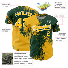 Load image into Gallery viewer, Custom Gold Green-White 3D Pattern Design Abstract Brush Stroke Authentic Baseball Jersey
