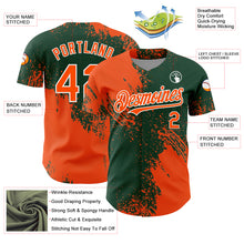 Load image into Gallery viewer, Custom Orange Green-White 3D Pattern Design Abstract Brush Stroke Authentic Baseball Jersey
