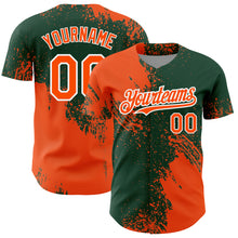 Load image into Gallery viewer, Custom Orange Green-White 3D Pattern Design Abstract Brush Stroke Authentic Baseball Jersey
