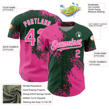 Load image into Gallery viewer, Custom Pink Green-White 3D Pattern Design Abstract Brush Stroke Authentic Baseball Jersey
