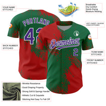 Load image into Gallery viewer, Custom Red Purple Kelly Green-White 3D Pattern Design Abstract Brush Stroke Authentic Baseball Jersey
