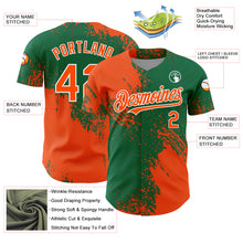 Load image into Gallery viewer, Custom Orange Kelly Green-White 3D Pattern Design Abstract Brush Stroke Authentic Baseball Jersey
