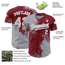 Load image into Gallery viewer, Custom Gray Crimson-White 3D Pattern Design Abstract Brush Stroke Authentic Baseball Jersey
