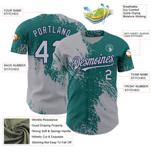 Load image into Gallery viewer, Custom Gray Teal-Navy 3D Pattern Design Abstract Brush Stroke Authentic Baseball Jersey
