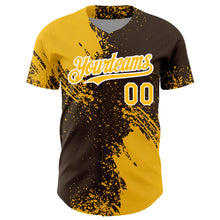 Load image into Gallery viewer, Custom Gold Brown-White 3D Pattern Design Abstract Brush Stroke Authentic Baseball Jersey
