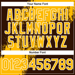 Custom Gold Brown-White 3D Pattern Design Abstract Brush Stroke Authentic Baseball Jersey