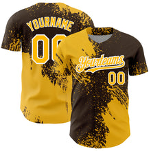 Load image into Gallery viewer, Custom Gold Brown-White 3D Pattern Design Abstract Brush Stroke Authentic Baseball Jersey
