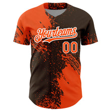 Load image into Gallery viewer, Custom Orange Brown-White 3D Pattern Design Abstract Brush Stroke Authentic Baseball Jersey
