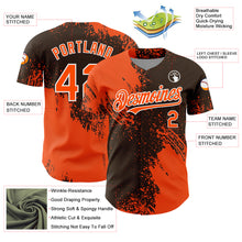 Load image into Gallery viewer, Custom Orange Brown-White 3D Pattern Design Abstract Brush Stroke Authentic Baseball Jersey
