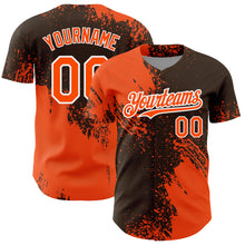 Load image into Gallery viewer, Custom Orange Brown-White 3D Pattern Design Abstract Brush Stroke Authentic Baseball Jersey
