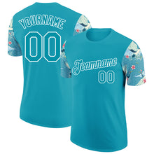 Load image into Gallery viewer, Custom Teal White 3D Pattern Design Animal Crane Performance T-Shirt
