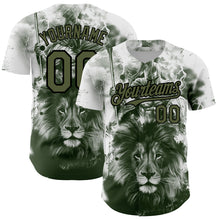 Load image into Gallery viewer, Custom White Olive-Black 3D Pattern Design Animal Lion Authentic Baseball Jersey
