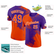 Load image into Gallery viewer, Custom Orange Purple-White 3D Pattern Design Abstract Brush Stroke Performance T-Shirt
