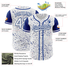 Load image into Gallery viewer, Custom White Royal 3D Pattern Design Abstract Splatter Ink Authentic Baseball Jersey
