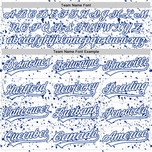 Custom White Royal 3D Pattern Design Abstract Splatter Ink Authentic Baseball Jersey