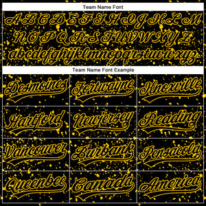 Custom Black Yellow 3D Pattern Design Abstract Splatter Ink Authentic Baseball Jersey