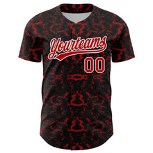 Load image into Gallery viewer, Custom Black Red-White 3D Pattern Design Abstract Tiger And Zebra Authentic Baseball Jersey
