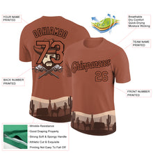 Load image into Gallery viewer, Custom Brown Black 3D Pattern Design Cowboy Rodeo Performance T-Shirt
